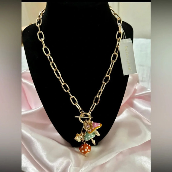 BELLA JACK SET Front Toggle Multi Multicolor Mushroom Necklace & Earrings NWT - Picture 3 of 7
